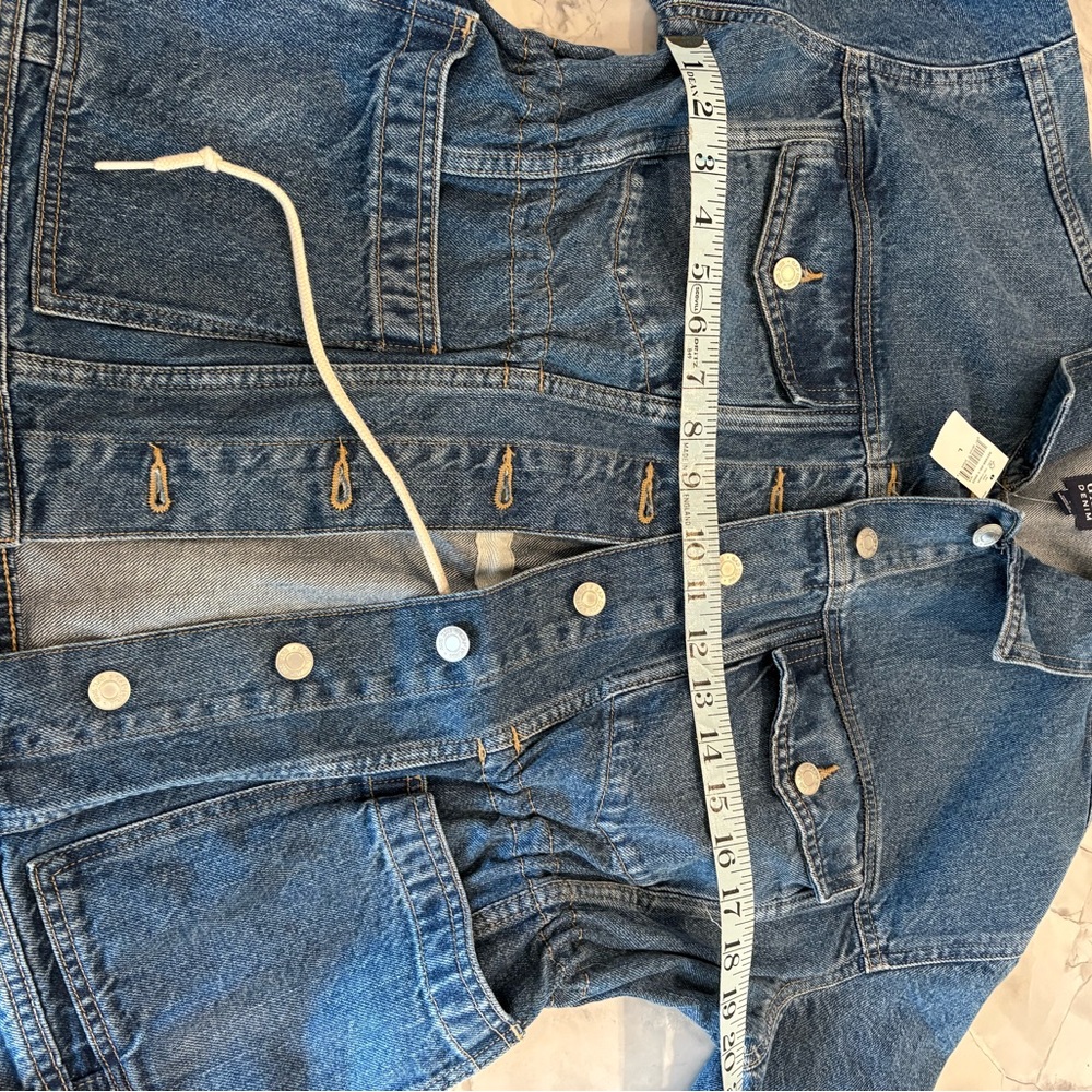 Blue Jean Jacket with Distressing and Contrasting Stitching
